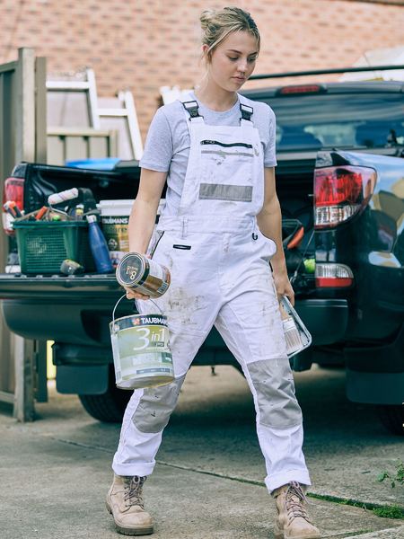 Bisley Painters Contrast Bib & Brace Overall WHITE - BAB0422