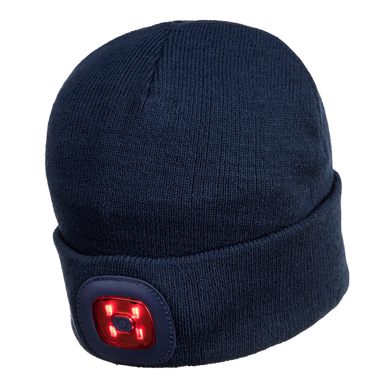 Dual Front & Back LED Head Light USB Rechargeable Beanie - B028