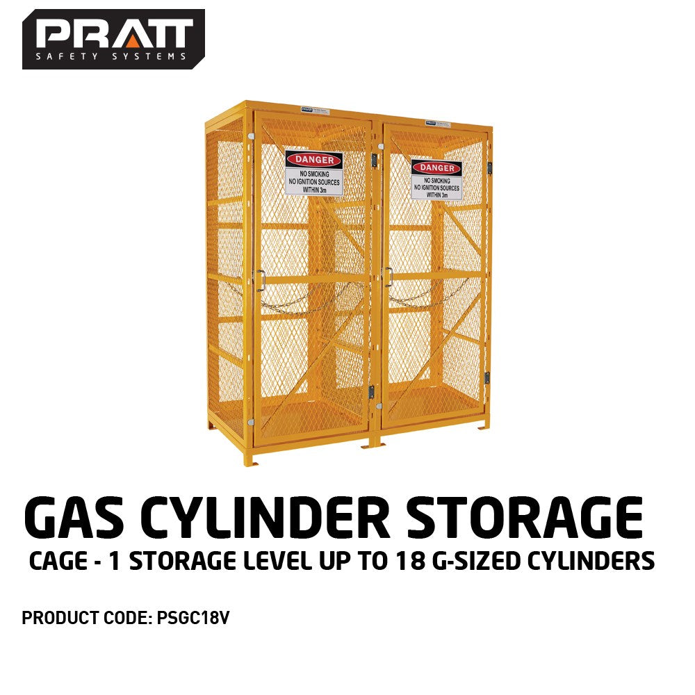 Gas Cylinder Storage Cage. 1 Storage Level - 18 G-Sized Cylinders - PSGC18V