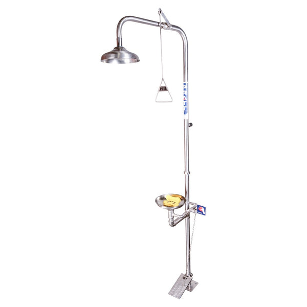 Combination 316SS Shower Triple Nozzle Eye & Face Wash With Bowl & Foot Treadle - SE607T316