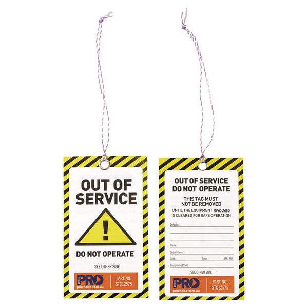 Safety Tag 125mm X 75mm Caution (100 PACK) - STC12575