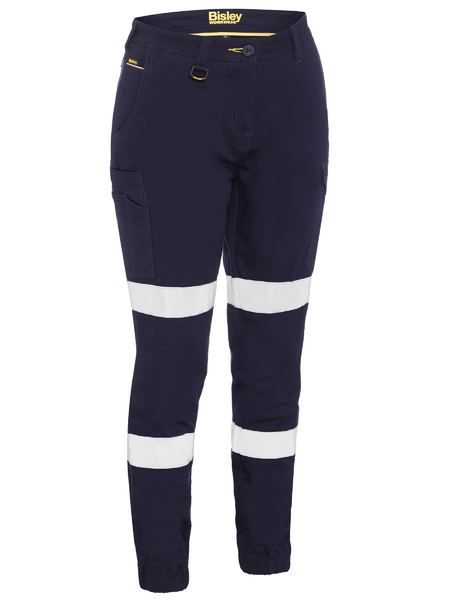 Tradies Womens Taped Cotton Cargo Cuffed Pants Value Pack - Navy