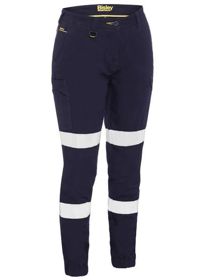 Tradies Womens Taped Cotton Cargo Cuffed Pants Value Pack - Navy