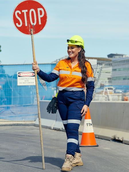 Tradies Womens Taped Cotton Cargo Cuffed Pants Value Pack - Navy
