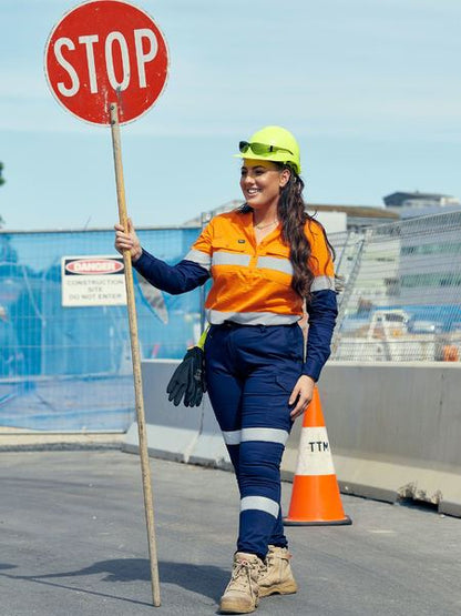 Tradies Womens Taped Cotton Cargo Cuffed Pants Value Pack - Navy