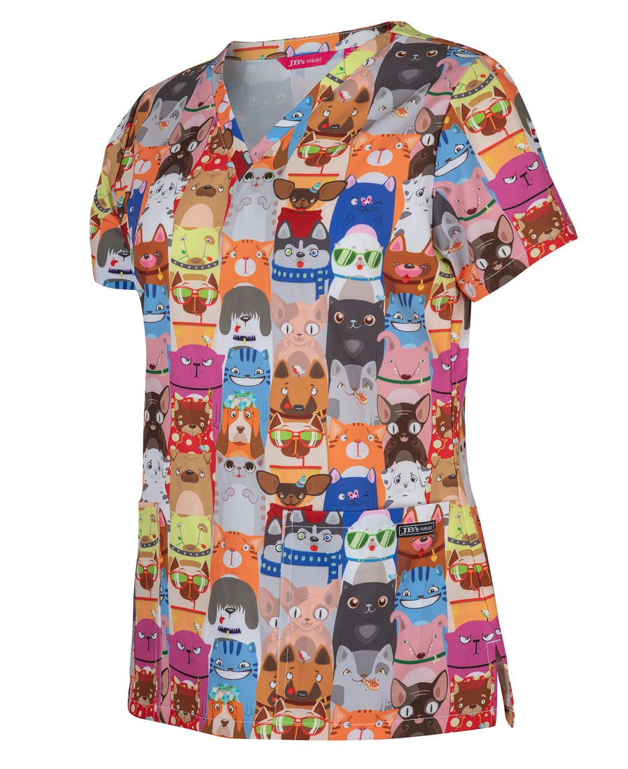 Ladies Scrub Top Printed - 4STP1