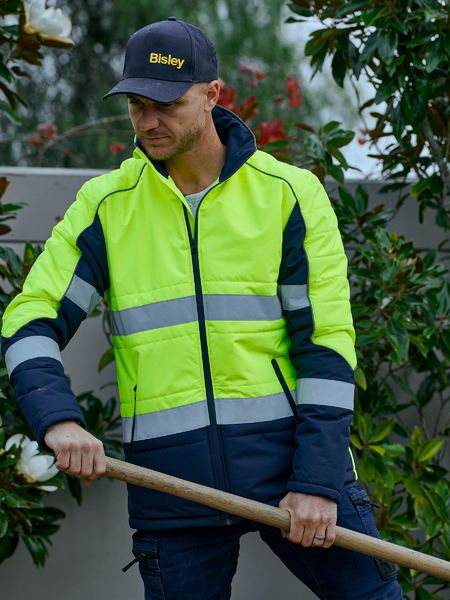 Bisley Taped Hi Vis Puffer Jacket with Stand Collar - BJ6829T