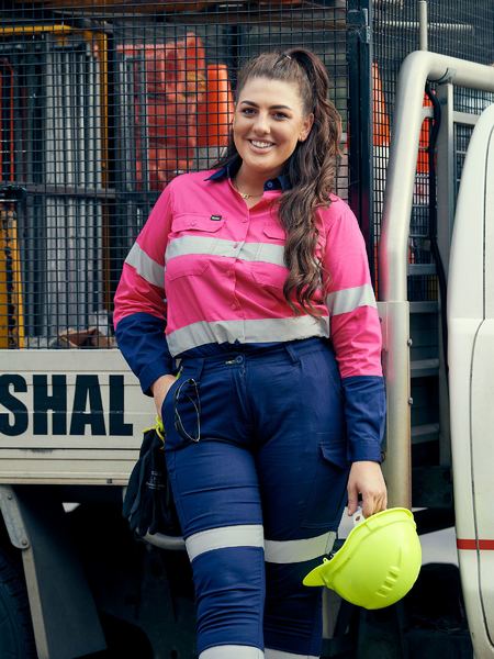 Bisley Women's Taped Hi Vis Cool Lightweight Drill Shirt - BL6896