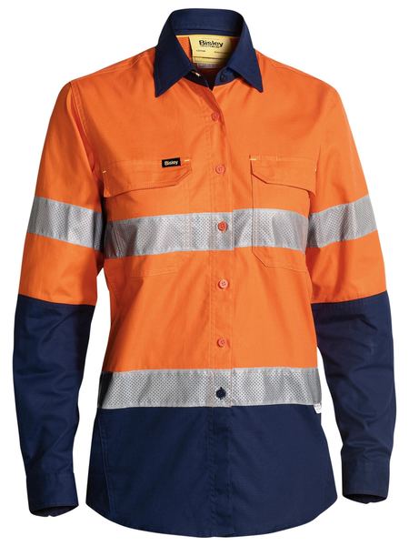 Bisley Women's X Airflow Taped Hi Vis Ripstop Shirt - BL6415T