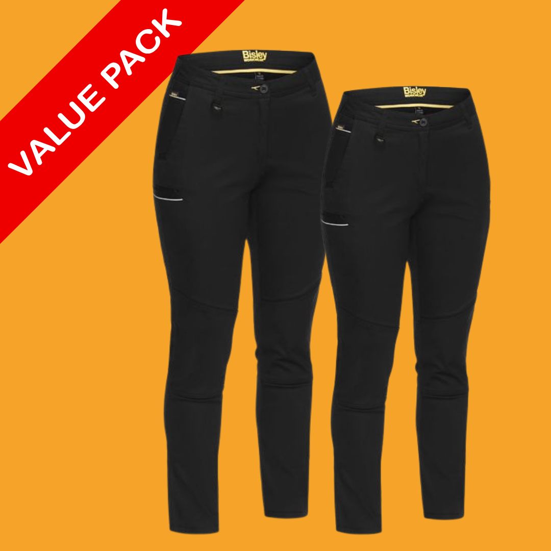 Women's Mid Rise Stretch Cotton Pants 2 Value Pack