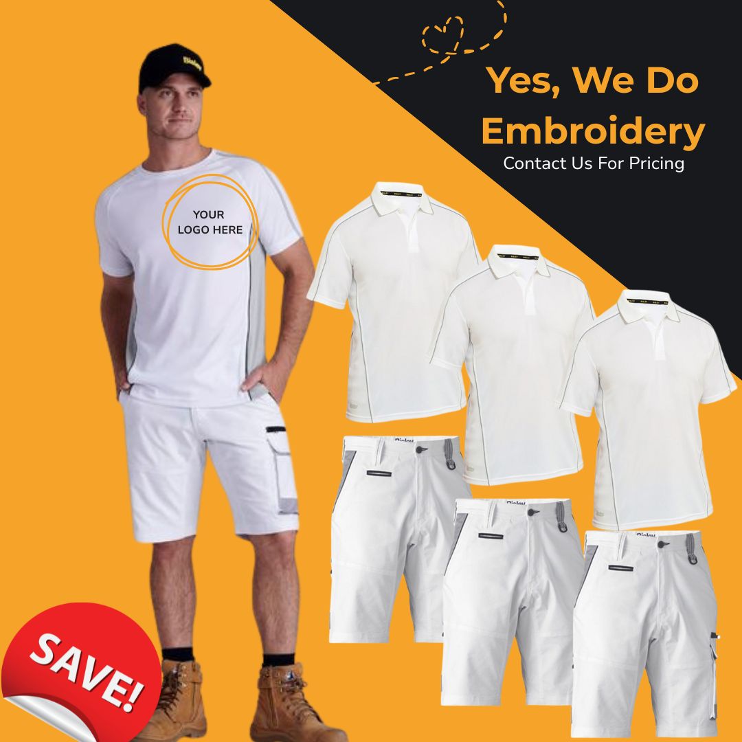 Painter’s Combo Bundle – 3 x Cool Mesh Polos + 3 x Contrast Cargo Shorts