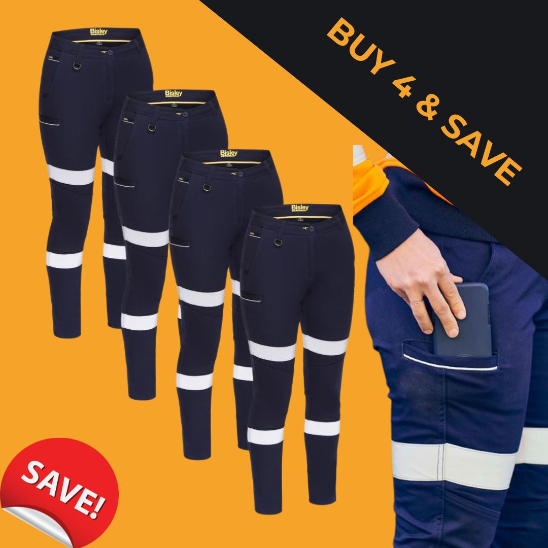 BPL6015T - 4-Pack Bisley Women’s Taped Stretch Work Pants – $70.95 Each