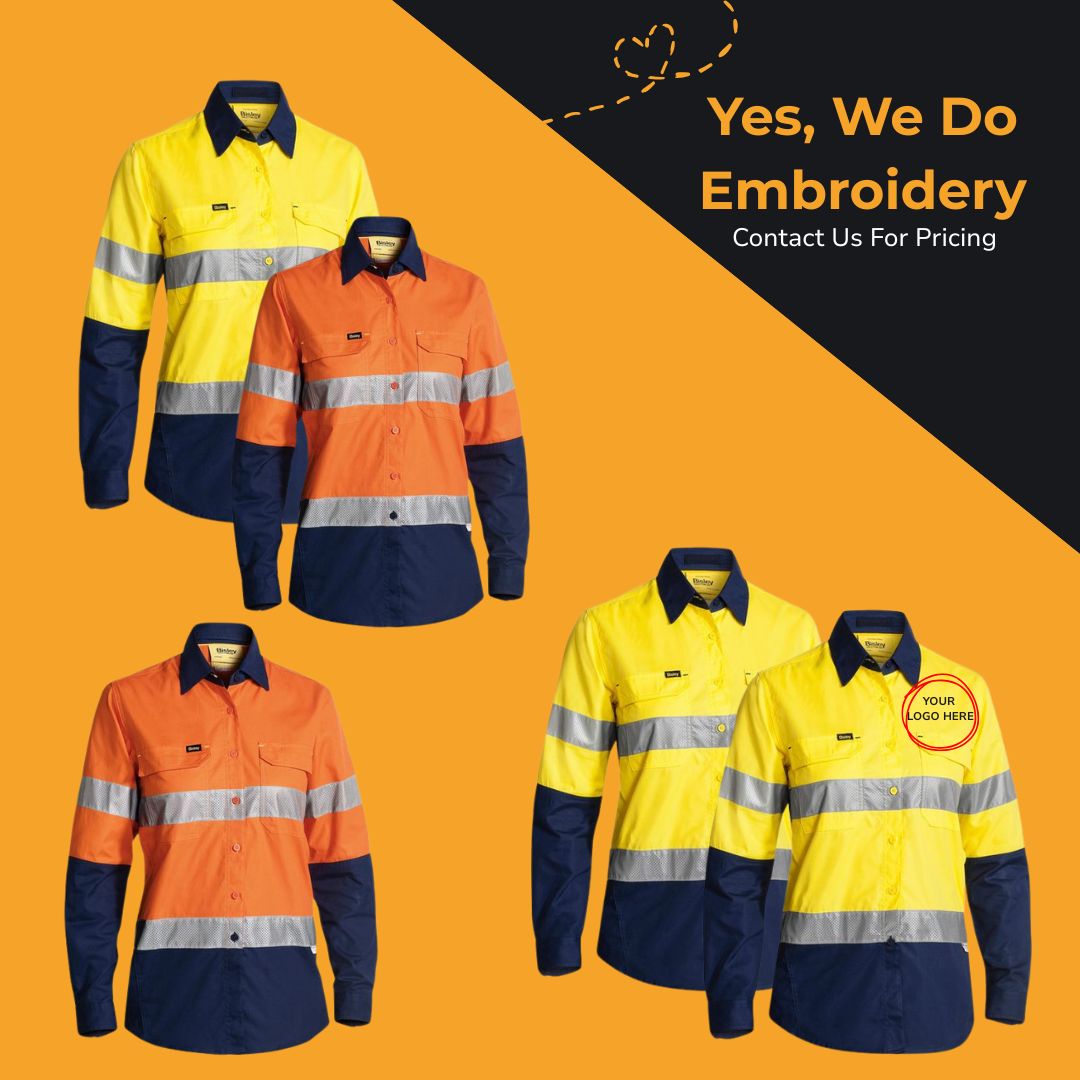 5 × Bisley Women’s X Airflow Taped Hi-Vis Ripstop Shirt (BL6415T) – $92.95 Each (RRP $98.95)