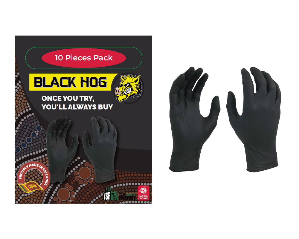 Black Hog Nitrile Disposable Gloves – 10pcs per Box | $3.00 per Pack | Bulk Carton Pricing