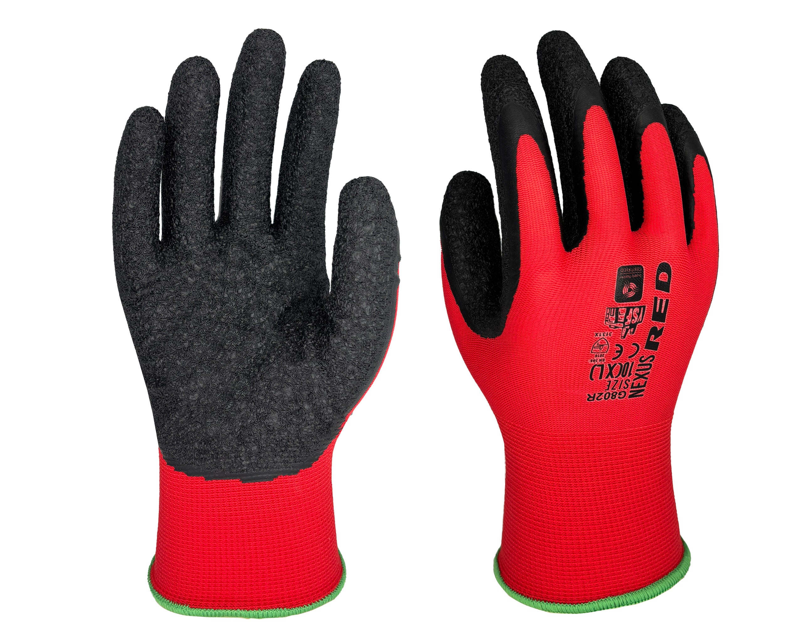 Nexus G802R Red Crinkle Latex Work Gloves – 10 Carton Bulk Buy