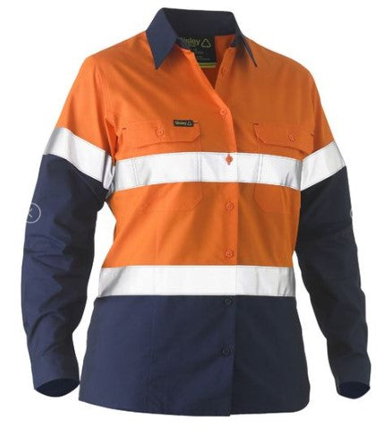 Bisley Recycle Women's Taped Two Tone Hi Vis Drill Shirt - BL6996T