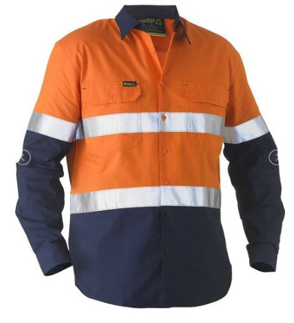 Bisley Recycle Taped Two Tone Hi Vis Drill Shirt - BS6996T