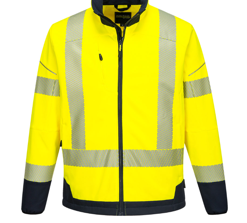 CLEARANCE - T404 - PW3 Hi-Vis Softshell (3L) Yellow/Navy