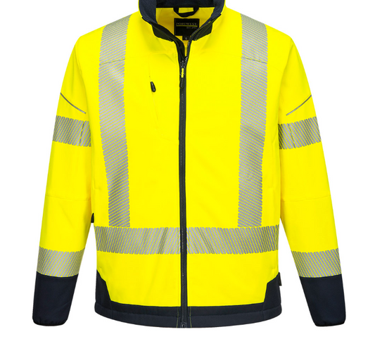 CLEARANCE - T404 - PW3 Hi-Vis Softshell (3L) Yellow/Navy