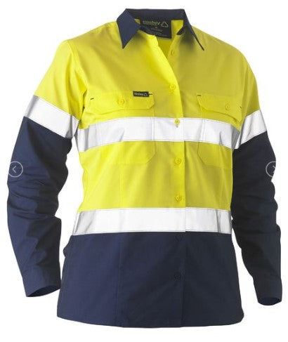 Bisley Recycle Women's Taped Two Tone Hi Vis Drill Shirt - BL6996T