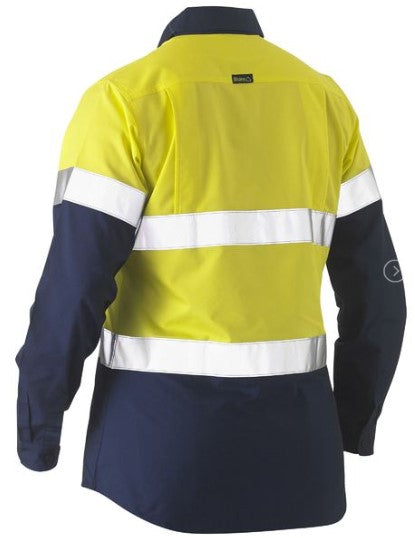 Bisley Recycle Women's Taped Two Tone Hi Vis Drill Shirt - BL6996T