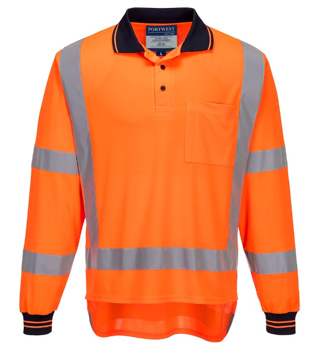 TM312 - TTMC Polo Shirt Hi-Vis with Tape L/S Orange