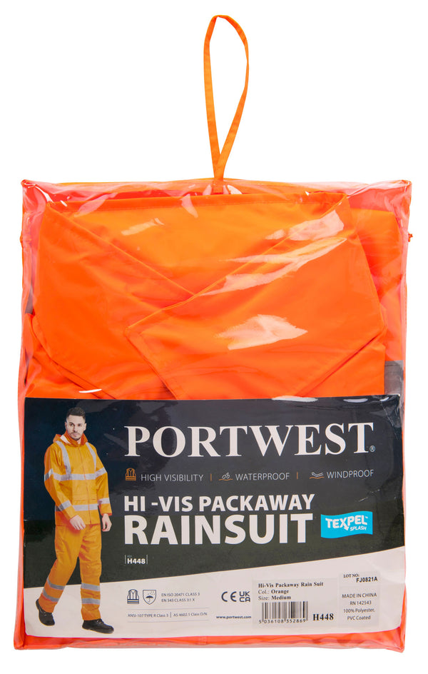 Hi- Vis Packaway Rainsuit - H448