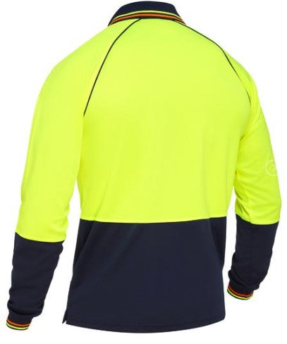 Bisley Two Tone Hi Vis V-Neck Polo Long Sleeve Shirt - BK6440