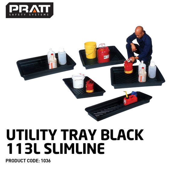 Utility Spill Tray Black 113L Slimline - 1036