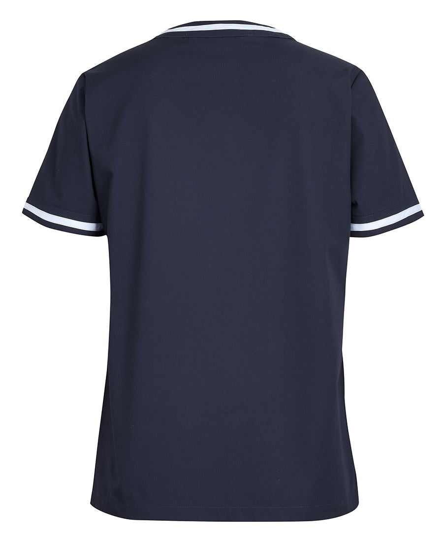 LADIES CONTRAST SCRUBS TOP NAVY/WHITE - 4SCT1