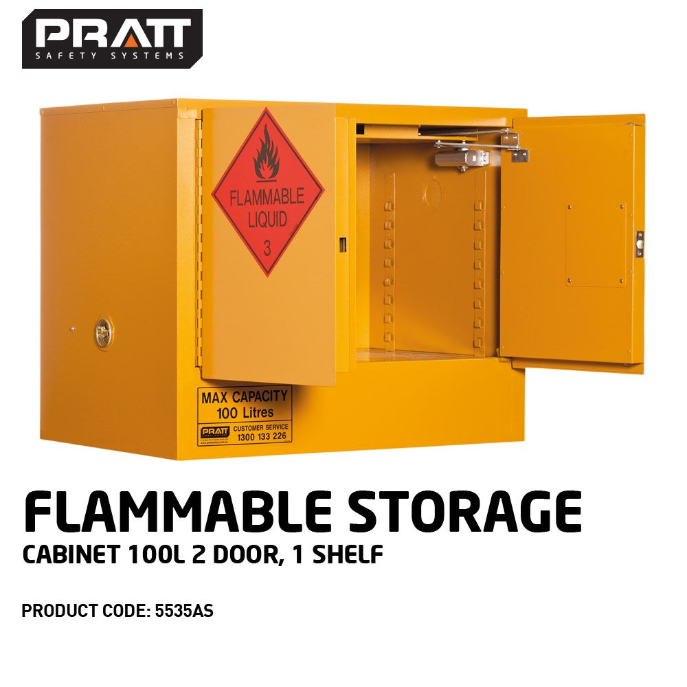 Flammable Storage Cabinet 100L 2 Door, 1 Shelf - 5535AS