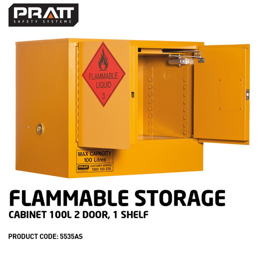 Flammable Storage Cabinet 100L 2 Door, 1 Shelf - 5535AS