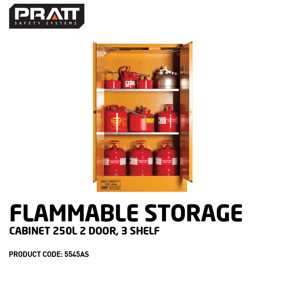 Flammable Storage Cabinet 250L 2 Door, 3 Shelf - 5545AS