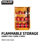 Flammable Storage Cabinet 250L 2 Door, 3 Shelf - 5545AS