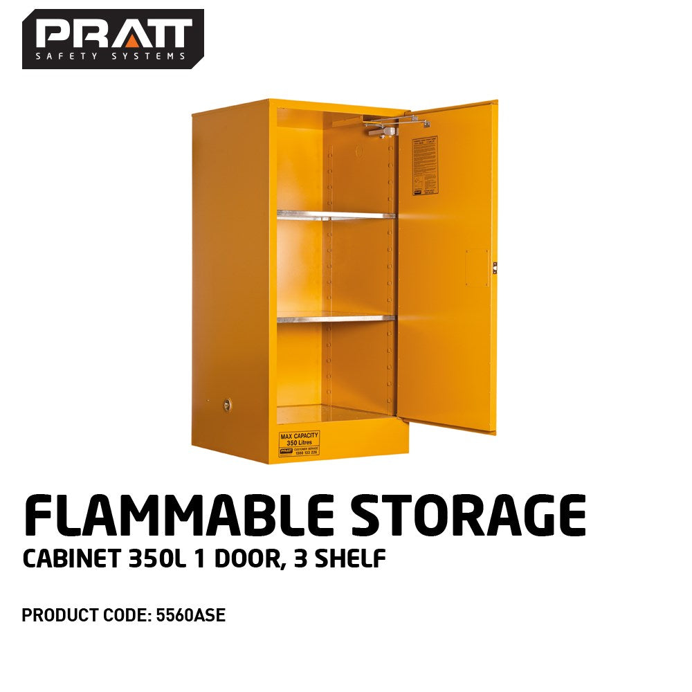 Flammable Storage Cabinet 350L 1 Door, 3 Shelf - 5560ASE