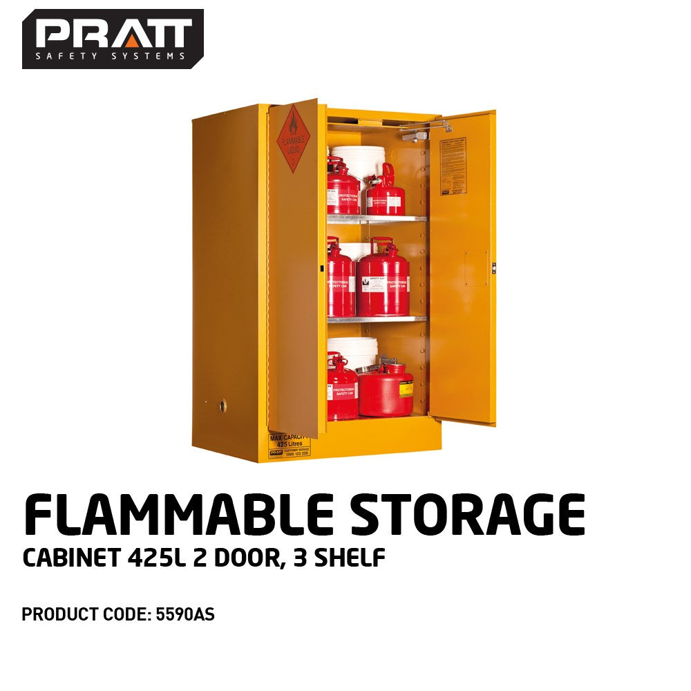 Flammable Storage Cabinet 425L 2 Door, 3 Shelf - 5590AS