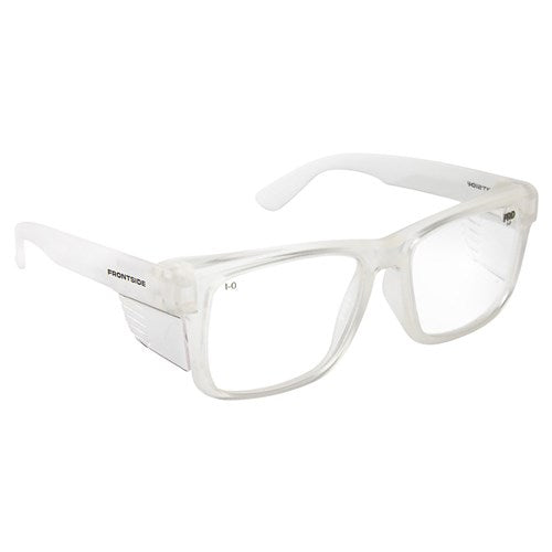 SAFETY GLASSES FRONTSIDE CLEAR LENS WITH CLEAR FRAME - 6500