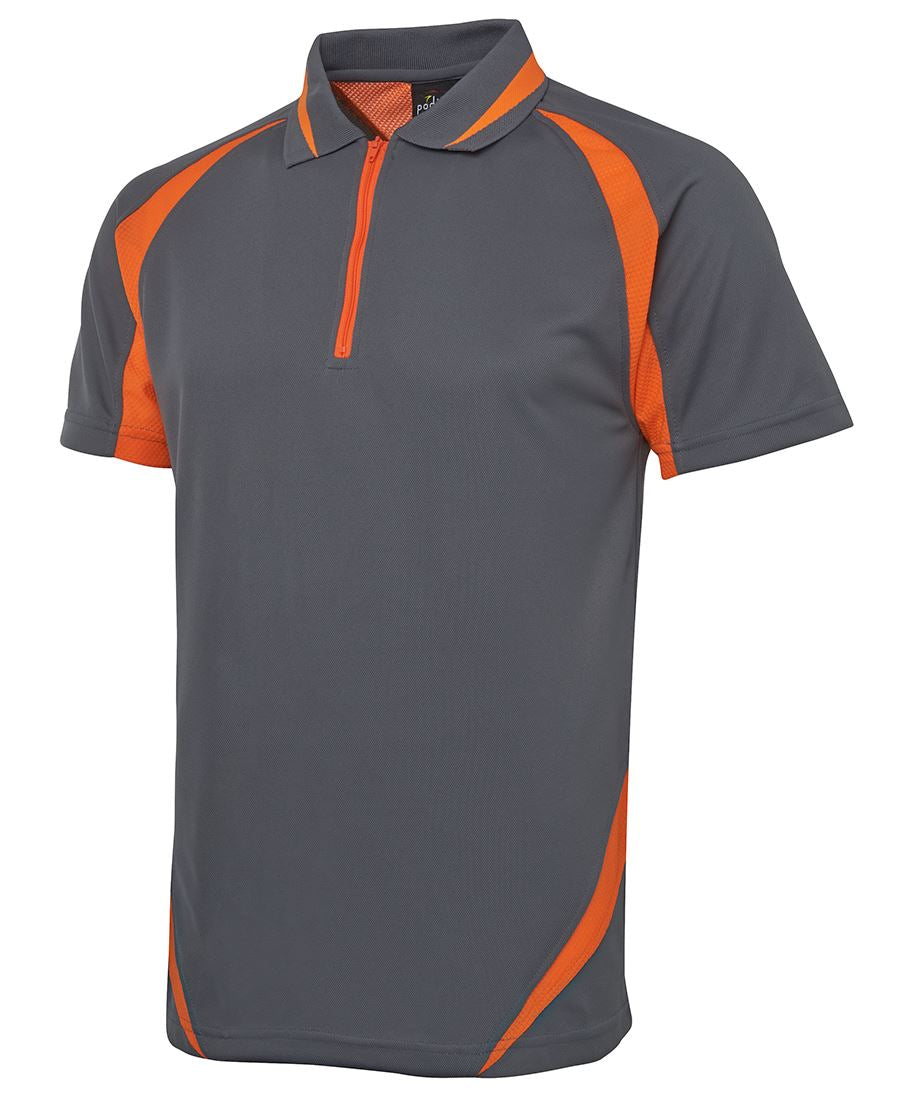 Zip Poly Polo Grey/Orange - 7PZPP