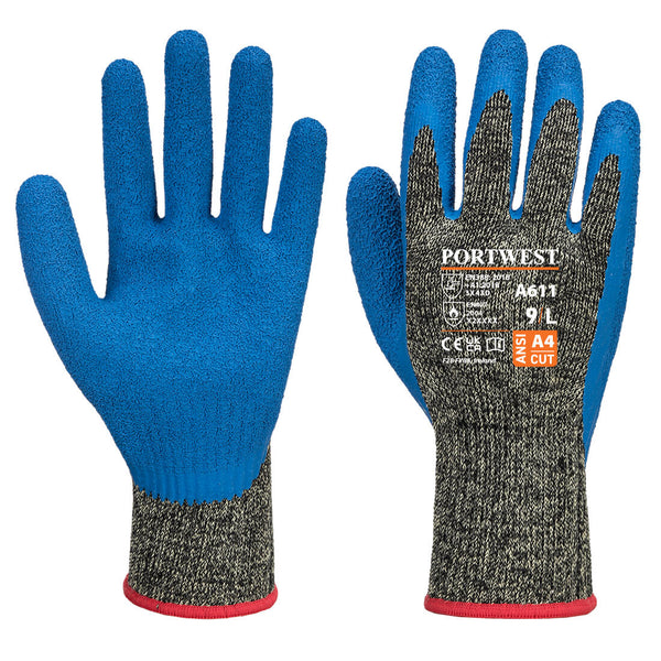 Aramid HR Cut Latex Glove Black/Blue - A611