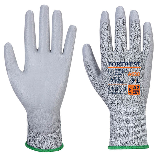 LR CUT PU Palm Glove Grey (12 PACK) - A620