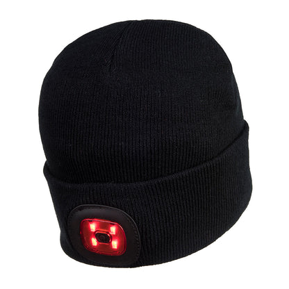 Dual Front & Back LED Head Light USB Rechargeable Beanie - B028