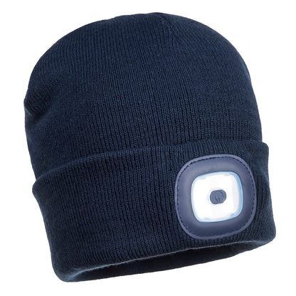 Single LED Head Light USB Rechargeable Beanie - B029