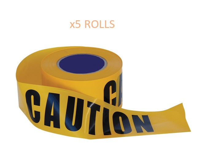 BARRICADE TAPE 5 PACK - 100M X 75MM CAUTION PRINT - CT10075