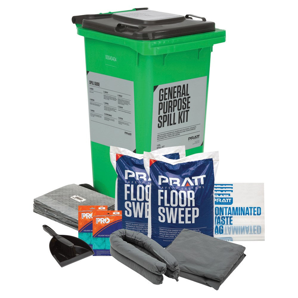 Economy 120ltr General Purpose Spill Kit, Wheelie Bin - ESKGP120