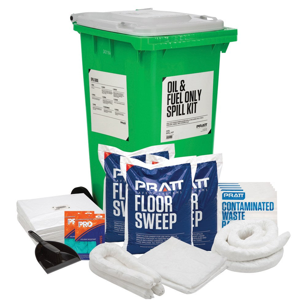 Economy 240ltr Oil & Fuel Spill Kit, Wheelie Bin - ESKOF240