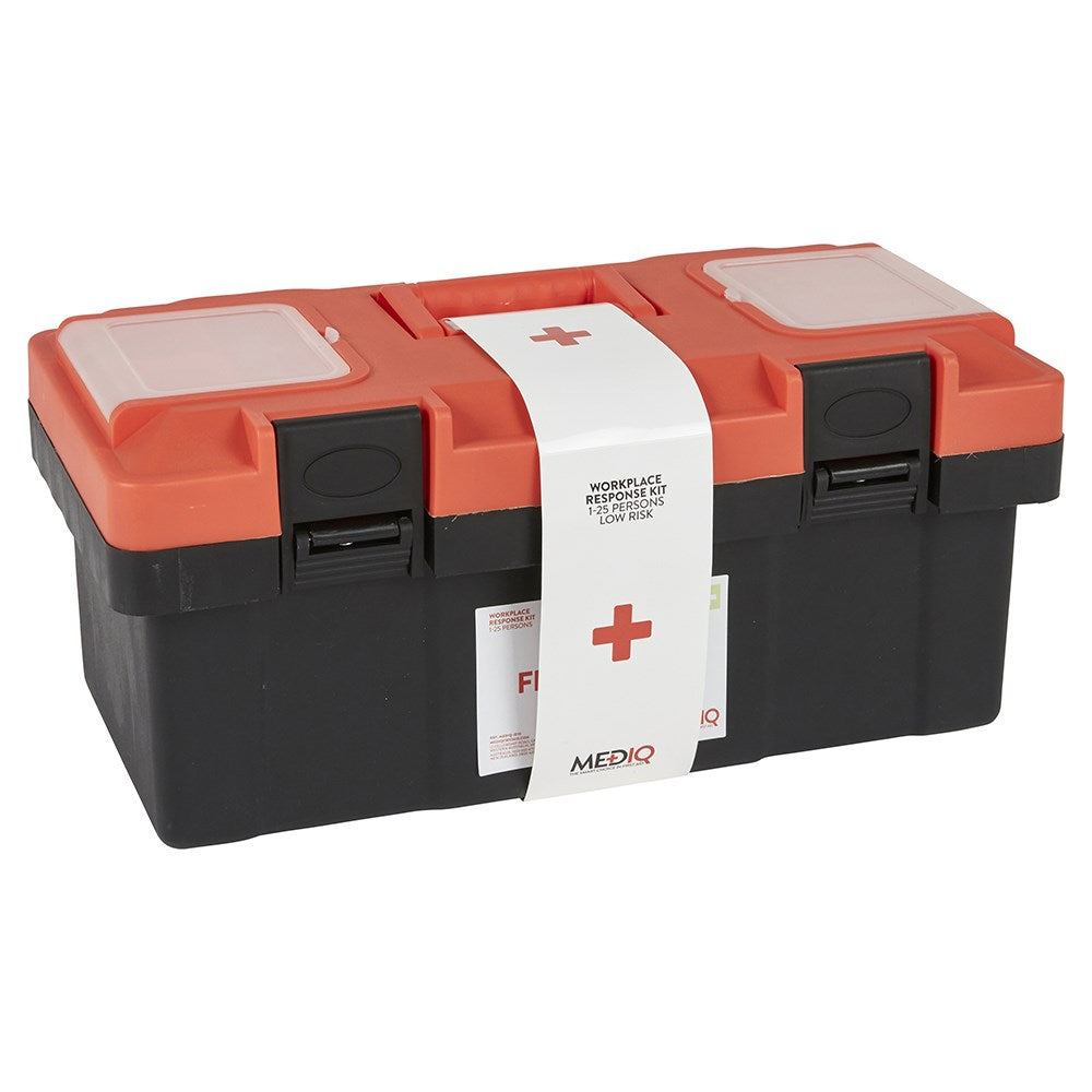Essential Workplace Response First Aid Kit in Plastic Tackle Box - FAEWT