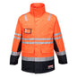 Orange and navy flame resistant hi-vis jacket
