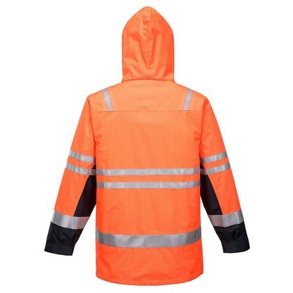 Orange and navy flame resistant hi-vis jacket