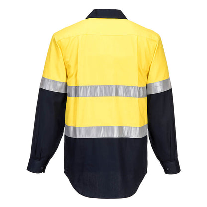 Hi-Vis Two Tone Regular Weight Long Sleeve Closed Front Shirt with Tape - MC101