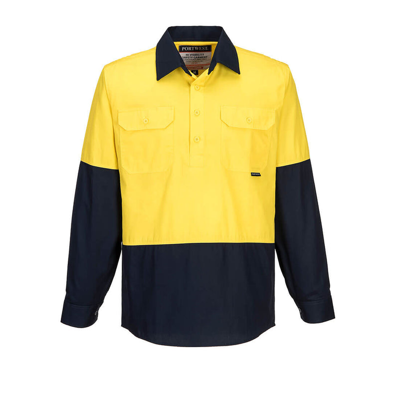 Hi-Vis Two Tone Lightweight Long Sleeve Closed Front Shirt - MC801